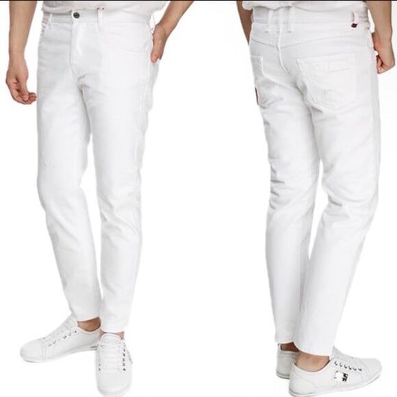 NWT Gucci Men’s Slim Distressed Ankle Jeans in Optical White Size 50 - Picture 2 of 10